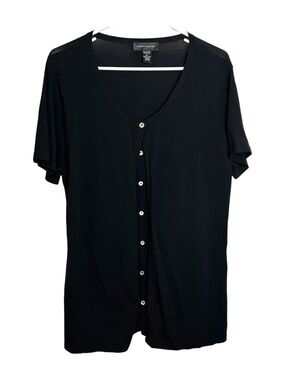 Cable & Gauge Black Short Sleeve Button Down Cardigan Sweater XL